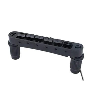 Image of Guyker Guitar Saddle Bridge Tune O Matic Bridges with Studs Replacement for LP EPI 6 String Electric (GM003, Black)