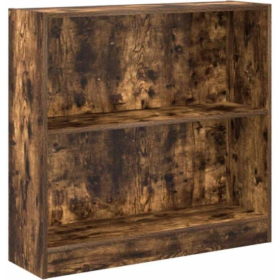 Image of vidaXL Bookcase Bookshelf Book Rack Storage Cabinet Smoked Oak Engineered Wood 80 x 24 76 cm Versatile for Bedroom, Living Room, Hallway, Office