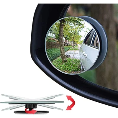 Image of Ampper Blind Spot Mirror, 2&quot; Round HD Glass Frameless Convex Rear View Pack of 2