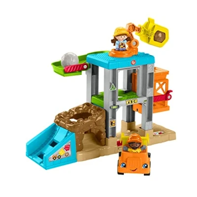 Image of Fisher Price Little People Load Up Construction Site Playset with Music, Sounds and Toy Dump Truck for Toddlers Preschool Kids