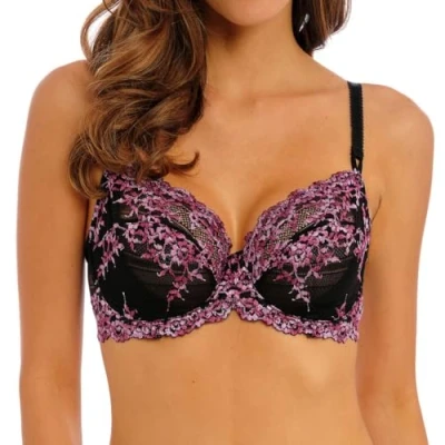 Image of Wacoal Embrace Lace Underwire Bra Black/Berry Multi Black 34D