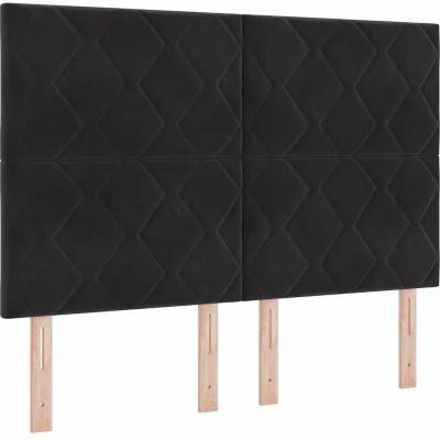 Image of vidaXL Box Spring Bed with Mattress Black 140x190 cm Velvet
