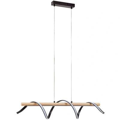 Image of Lindby LED pendant light Spiraali, black, wood, length 95 cm