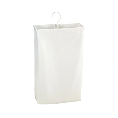 Image of Household Essentials Hanging Cotton Canvas Laundry Hamper Bag,White,6&quot; x 16&quot; 27&quot; (Length Width Height)