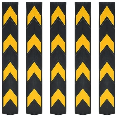 Image of vidaXL Reflective Corner Guards Rubber Protection for Pillars, Columns, and Walls in Parking Garages Warehouses, Easy Installation, High Visibility, 5 pcs, 80 cm, Yellow Black