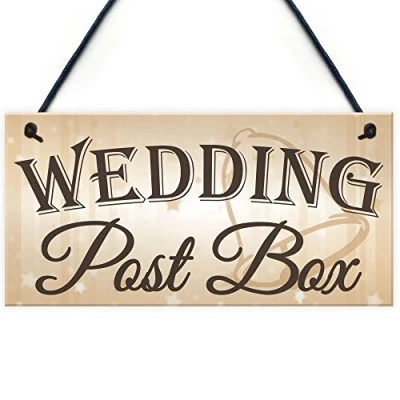 Image of RED OCEAN Wedding Post Box Hanging Decorative Plaque Well Wishes Table Presents Cards Sign