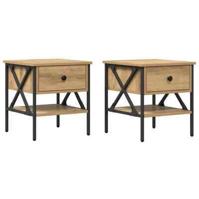 Image of vidaXL Bedside Tables 2 pcs Artisan Oak 40x42x45 cm Engineered Wood