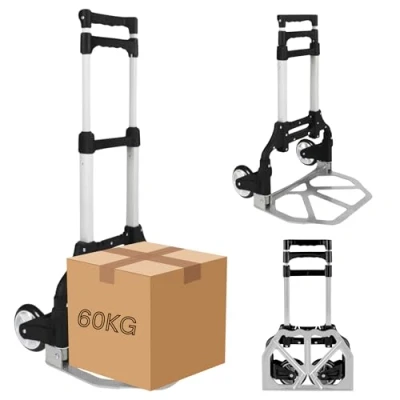 Image of Trendi Heavy Duty Folding Hand Truck Aluminum Trolley with 60KG Capacity, Multi Purpose Sack Barrow, Foldable Shopping for Camping, Garden, Pallet &amp; Transport on Wheels