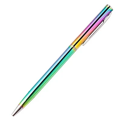 Image of Uteruik Ballpoint Pens Rainbow Colorful Ball Pen Stainless Steel Rod Rotating Metal Stationery Ballpen 1 mm Office &amp; School Supplies 1pcs