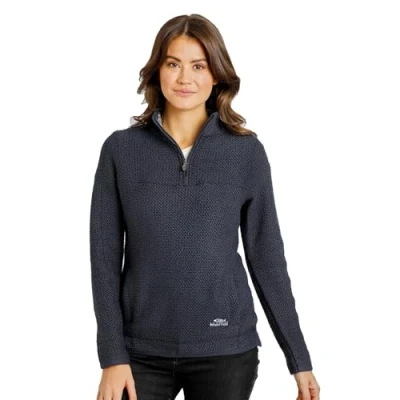 Image of Weird Fish ARIA 1/4 ZIP Macaroni Washed Fleece jumper, Women&#039;s, Size: 12, Navy