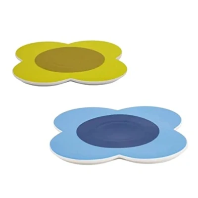 Image of Orla Kiely Set of 2 Ceramic Trivets in Sunflower &amp; Sky