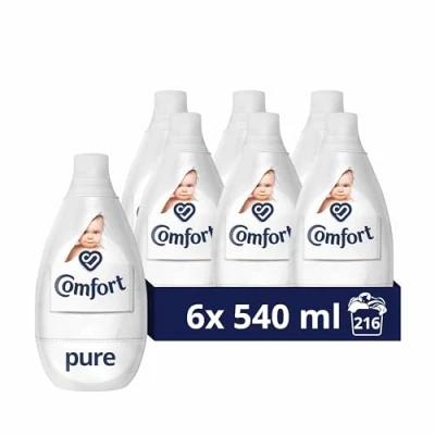 Image of Comfort Pure Ultra Concentrated Fabric Conditioner dermatologically tested gentle next to sensitive skin 6x 540 ml (216 washes)