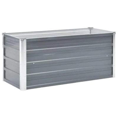 Image of vidaXL Garden Raised Bed Galvanised Steel Constructed Planter Ideal for Patios, Balconies or Gardens Grey, 100x40x45 cm, Weather Resistant