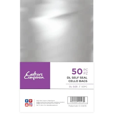 Image of Crafter&#039;s Companion Self Seal Cello DL (4.8&quot; x 9.1&quot;) Pack Includes 50 Clear Bags