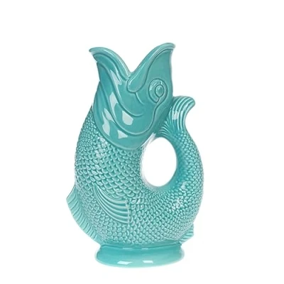 Image of Gurgly Iconic Aqua Glug Jug Small 23cm 750ml Fish Water Jug, Decorative Vase, Ornament, Carafe