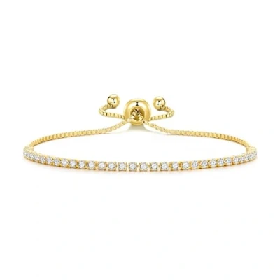 Image of Philip Jones Gold Plated 2mm Adjustable Tennis Bracelet Created with Zircondia® Crystals