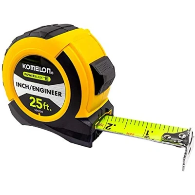 Image of Komelon 52425IE; 25&#039; x 1.06&quot; Powerblade II&quot; Engineer Tape Measure; Yellow/Black