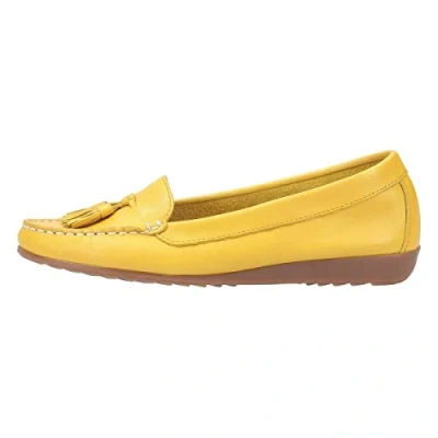 Image of Riva Womens Aldons Slip On Moccasin Loafer Shoes 7 UK Yellow