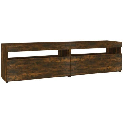 Image of vidaXL TV Cabinet with LED Lights 2 pcs Smoked Oak 75x35x40 cm