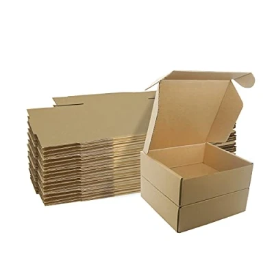 Image of Corrugated Cardboard Shipping Boxes, 15x15x5cm Royal Mail Small Parcel PiP Postal Brown Packaging Mailing Boxes for Business, Posting, Storing or Gift (Pack of 25)