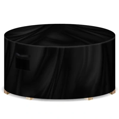 Image of Gracious Gardens Round Garden Furniture Covers Waterproof 190x80cm, Oxford Fabric Outdoor Table, Patio &amp; Rattan Covers, PVC Lined, Air Vents and UV Safe