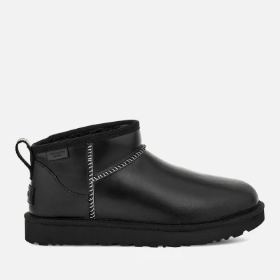 Image of UGG Womens Classic Ultra Mini Leather Black Boots 5 UK
