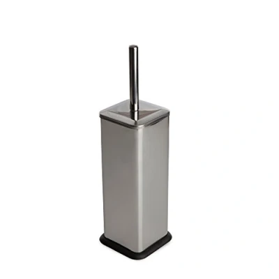 Image of Sabichi Soft Square Toilet Brush Holder Stainless Steel Bathroom Cleaning 172570, Steel, Silver, 37 x 9.5 cm