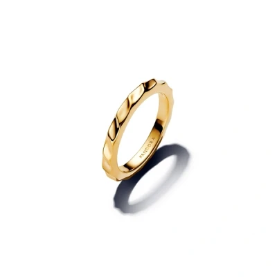 Image of Pandora Gold Rippled Band Ring 52