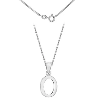 Image of Tuscany Silver Women&#039;s Sterling Initial O Pendant on Curb Chain of Length 46 cm/18 Inch
