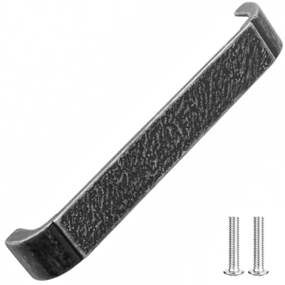Image of Decoranddecor Aris Traditional D Shaped Textured Cabinet Pull Handle Zinc Alloy 160mm Antique Silver