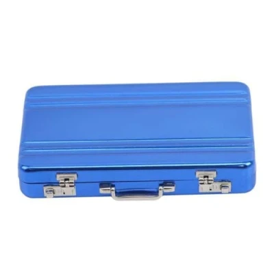 Image of Mini Briefcase Name Card Holder Case Suitcase Shape Business Box Luggage (Blue)