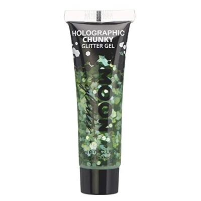 Image of Holographic Chunky Face &amp; Body Glitter Gel by Moon Green Cosmetic Festival Paint for Face, Body, Hair, Nails 12ml