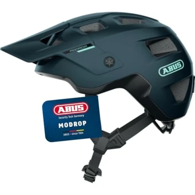 Image of ABUS MTB helmet MoDrop robust bike with good ventilation for mountain bikers individual fit unisex blue, size S