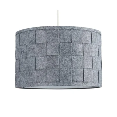 Image of Large Modern Weave Design Drum Ceiling Pendant Light Shade in a Grey Felt Finish