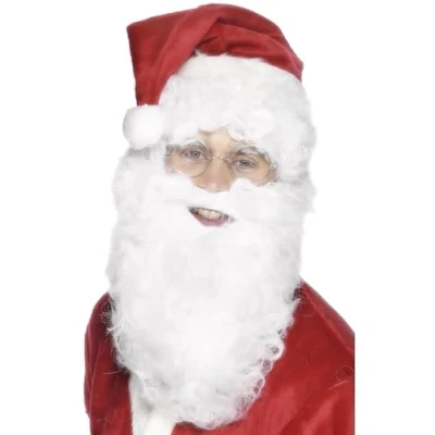 Image of Smiffys Santa Beard, White 28cm / 11in, Christmas Fancy Dress Accessory, Up Cosmetics &amp; Disguises.