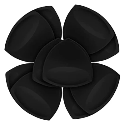 Image of SKENGWEL 5 Pairs Women&#039;s Triangle Bra Pads Inserts Removable Push Up Sports Cups Replacements For Bikini Top Swimsuit (Triangle Black C/D)