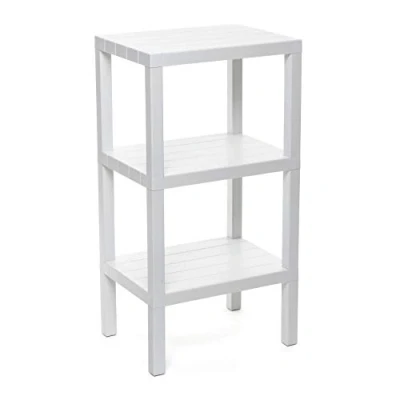 Image of Tatay Lombok Shelf, 3 Shelves, Polypropylene, BPA Free, Wood effect, Non Slip Bumpers, Max 10KG by Easy Assembly, Measure 38x29x73.5 cm. White color