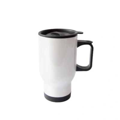 Image of MR.R Sublimation Blanks White Stainless Steel Travel Car Mug with Lid Tumbler Double Wall Vacuum Insulated Water Bottle 450ml for Heat Press Printing