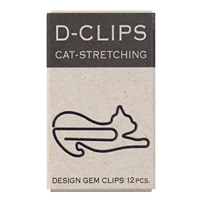 Image of Midori Paper Clip, D Clips Mini Box, Stretching Cat, 12 Pieces (43350006)