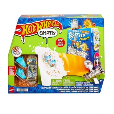 Image of Hot Wheels Skate Tony Hawk Cereal Bowl Fingerboard Set, 1 Exclusive Board &amp; Pair of Removable Shoes, Storage for up to 4 Boards Pairs HTP09
