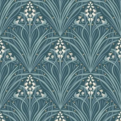 Image of Muriva Elegance Bellflower Wallpaper Modern for Living Room, Bedroom, Fireplace Decorative Luxury Wall Paper with Stunning Petals &amp; Leaves (Green) (M66114)