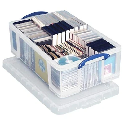 Image of 50 Litre Really Useful Plastic Storage Box with Lid, Pack of 3; Clear