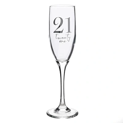 Image of Widdop and Co 21st Birthday Champagne Flute Glass with Silver Detail 21