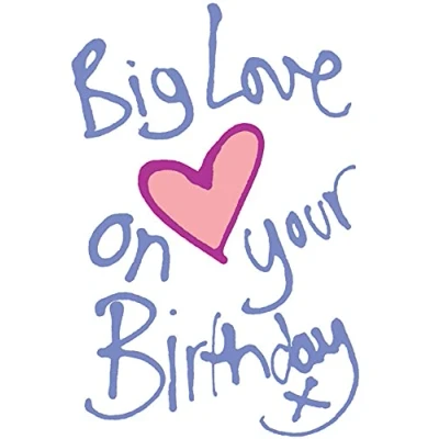 Image of Lucilla Lavender Big Love Heart Happy Birthday Card Colourful Greeting