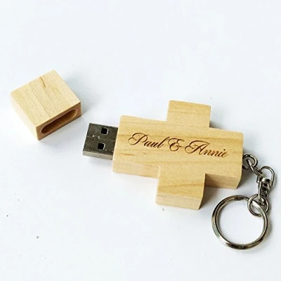 Image of Personalised wooden Cross Shaped Maple Wood 8 GB USB Flash Drive, Business Promotional Gift (USB only (no box))