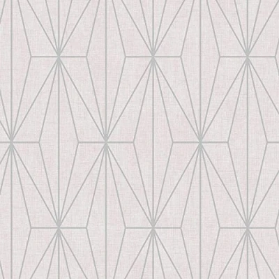 Image of Muriva Wallpaper 173543 Aspen Geo Pink &amp; Silver Full Roll