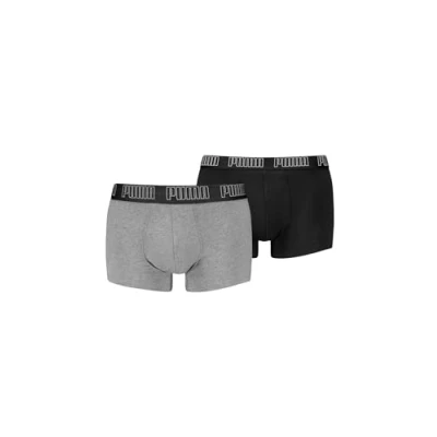 Image of PUMA Boxer Trunk Boxershorts Men Herren Everyday Unterhose Pant Unterwäsche 2er Pack, Farbe:Black/Grey Melange, Bekleidungsgröße:L
