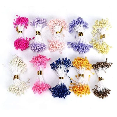 Image of HEEPDD 900Pcs Flower Stamen, 3mm Artificial Stamens Headwear Accessory DIY Hand Made Dried Stamen Making Decorative Supplies