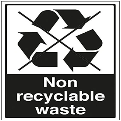 Image of V Safety Non Recyclable Waste Recycling Sign 300mm x 400mm 1mm Rigid Plastic