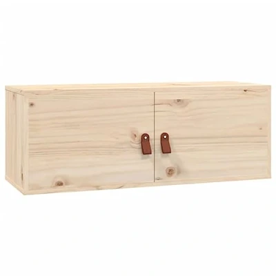 Image of vidaXL Wall Cabinet with Solid Pine Wood Construction, 80x30x30 cm, Scandinavian Style, Ample Storage Space, Easy Assembly, Suitable for Living Room